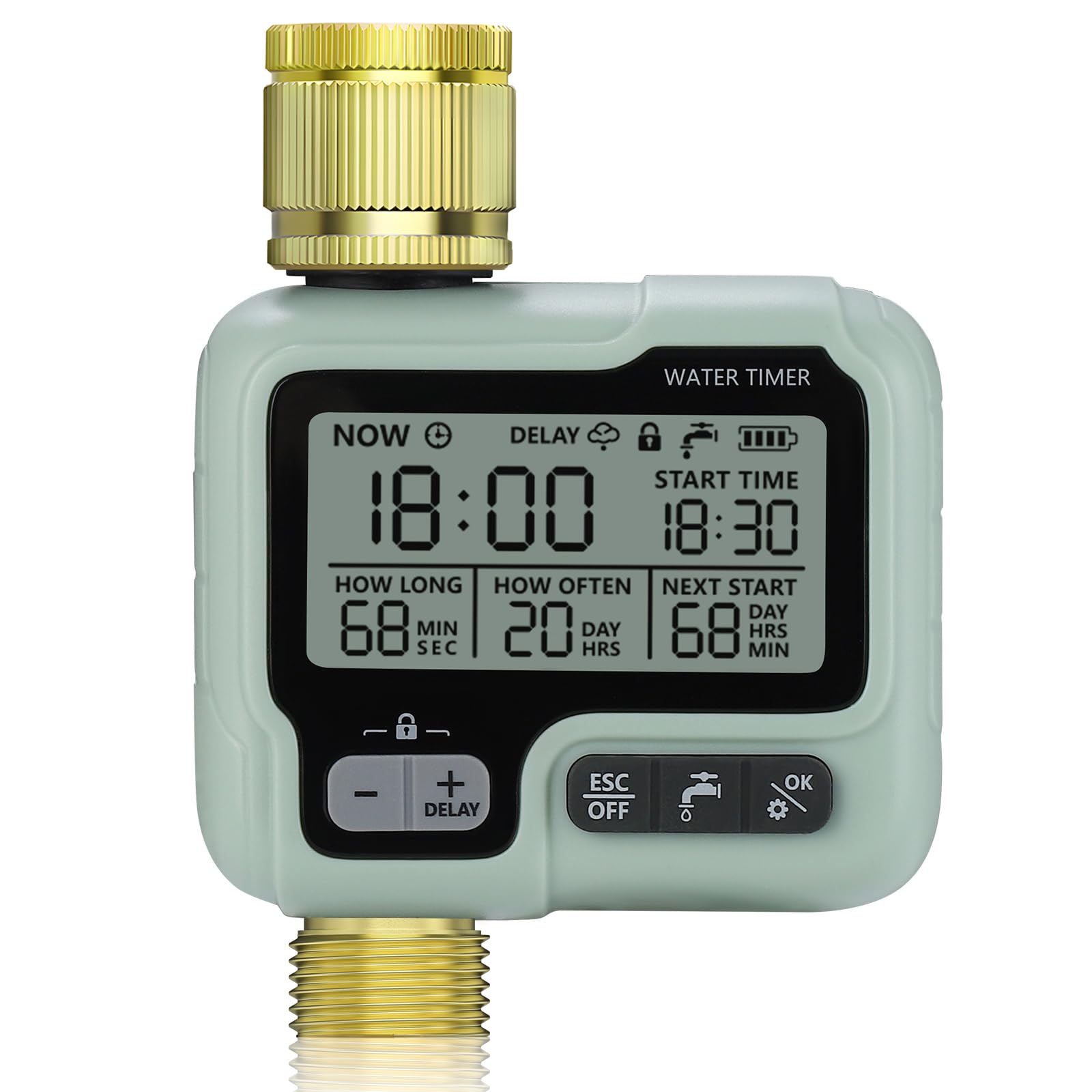 Johgee Water Timer with Brass Inlet, Watering Computer, Control Irrigation System for Garden Lawn Automatic Irrigation