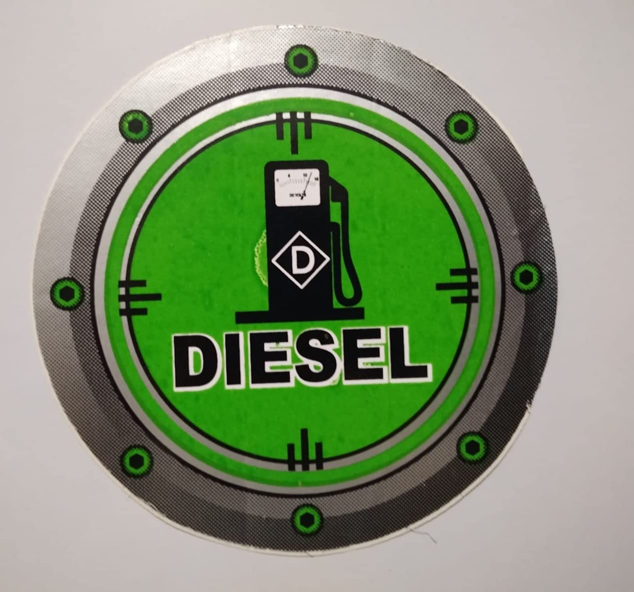 Diesel Inside Decal/Sticker Car Fuel Lid (Round) (Green & Black) (Sticker Size: 12.5cm X 12.5cm) for Chevrolet Optra Magnum
