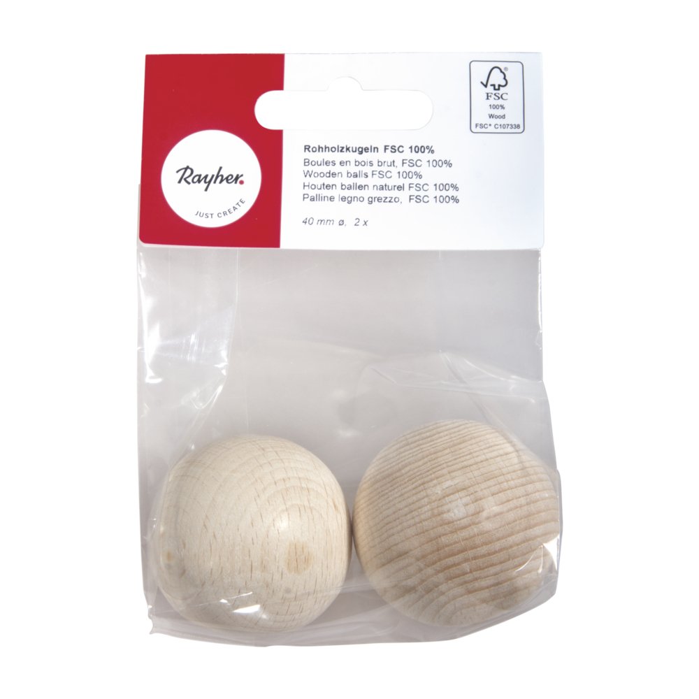 Rayher 6246300 - 30 Semisfere In Legno Grezzo FSC, ø 10 Mm, Perfette Per Hobby Creativi E Fai Da Te