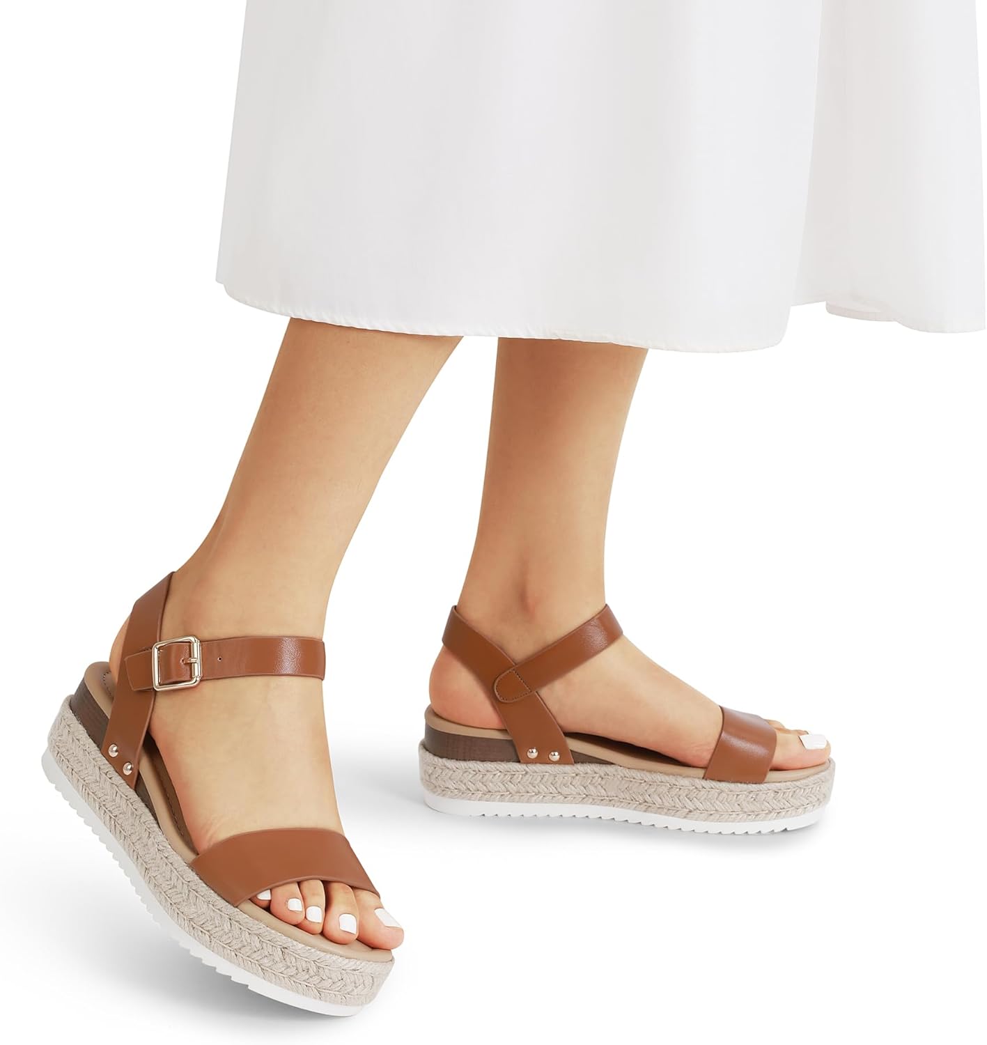 DREAM PAIRS Women's Platform Espadrilles Wedge Sandals, Comfortable Open Toe One Band Sandals for Women Dressy Casual Summer - Image 2