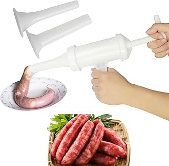 Manual Sausage Machine Meat Stuffer Filler Hand Operated Salami Maker+Funnel