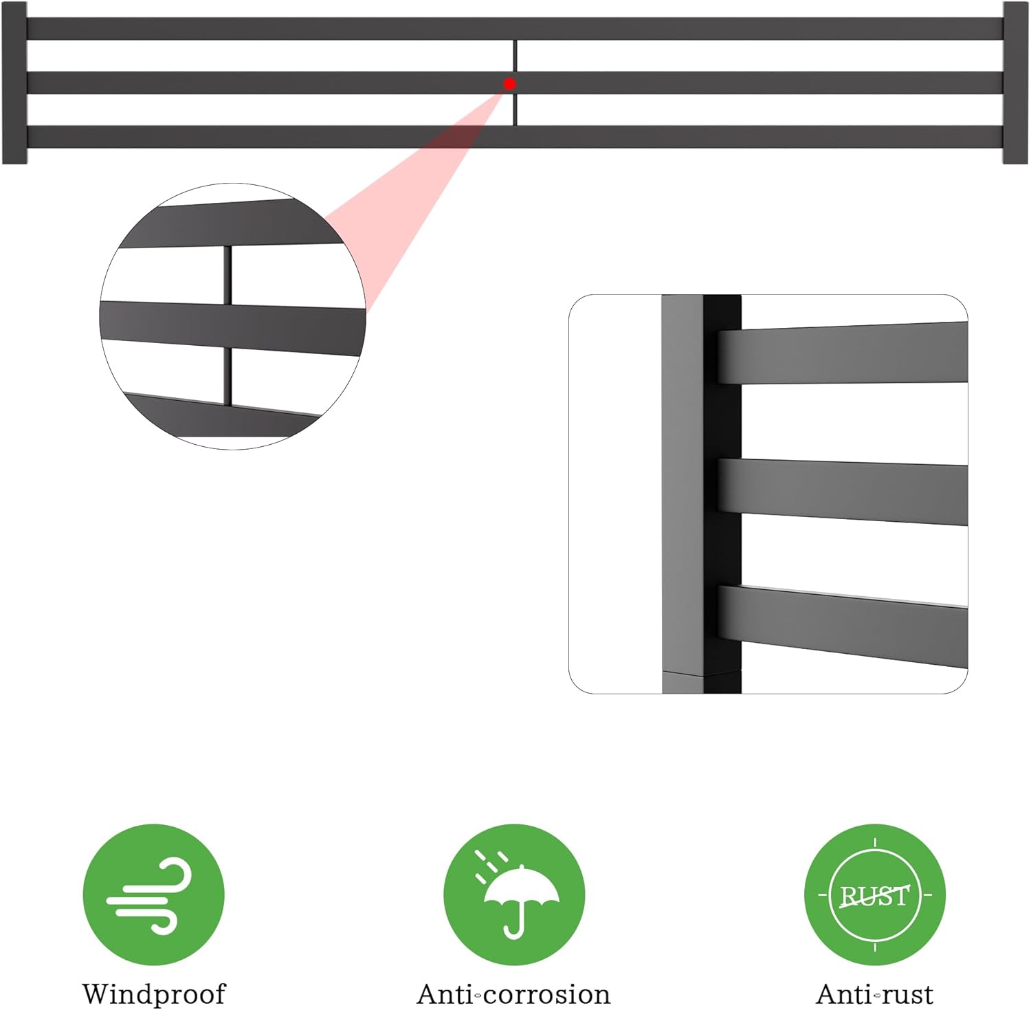Metal Privacy Screen 4ft X 6ft H Outdoor Decorative Divider with Stand Freestanding Privacy Screen Panels for Deck Patio Balcony Garden Poolside, Black