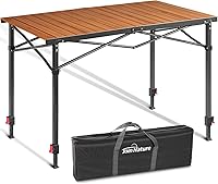 JoinNature Adjustable Height Portable Camping Table for 2-6 People - Foldable Roll-Up Aluminum, 220 lbs Capacity, Carry Bag