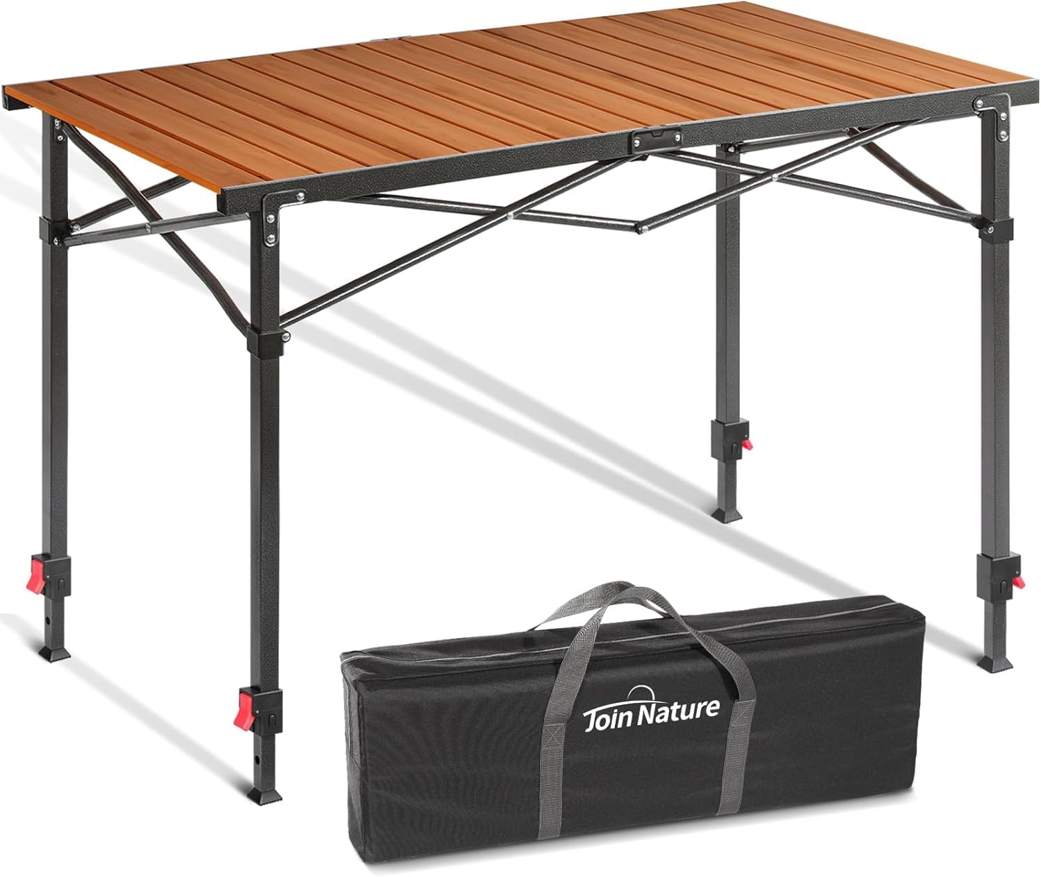 Portable Outdoor Adjustable Height Camping Table Large for 2-6 Person Foldable Roll-up Aluminum Camp Table with Carry Bag
