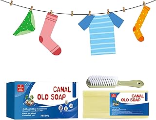 Canal Old Soap with Brush, Canal Soap Bar for Stains, Magic Soap Bar Stain Remover Easily Remove Stains from Clothes (1Pcs)