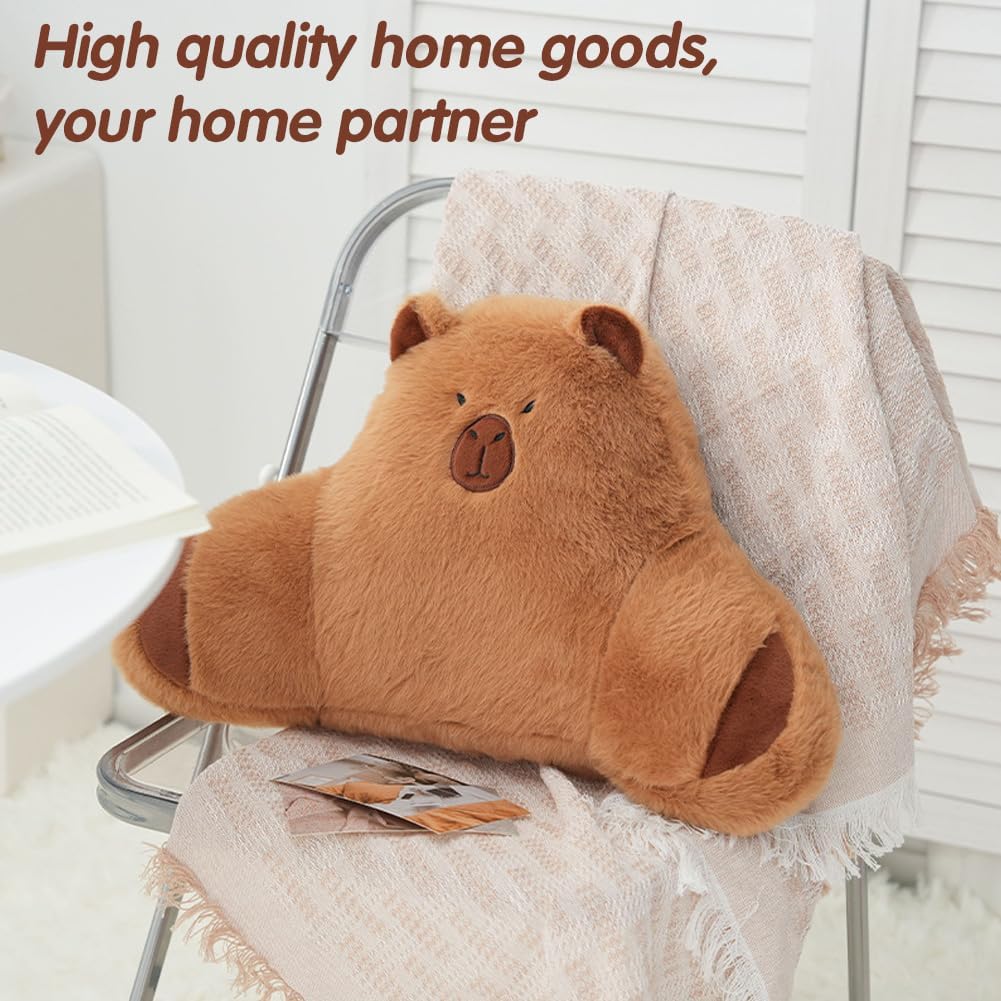 LYFJMUS 4 Pack Plush Capybara Car Headrest Pillow and Lumbar Support Pillow Kawaii Plushies Capybara Stuffed Headrest Cute Car Decor for Car Driving (Style B)