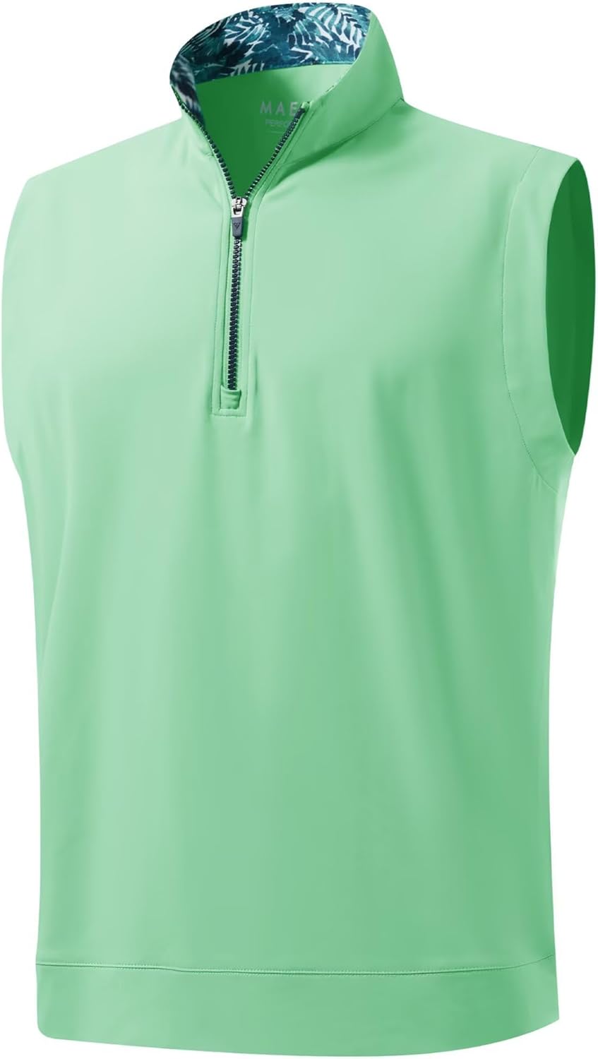 M MAELREG Men's Golf Vest Dry Fit Moisture Wicking Performance Sports Sleeveless Mens Lightweight Vest Pullover Quarter Zip