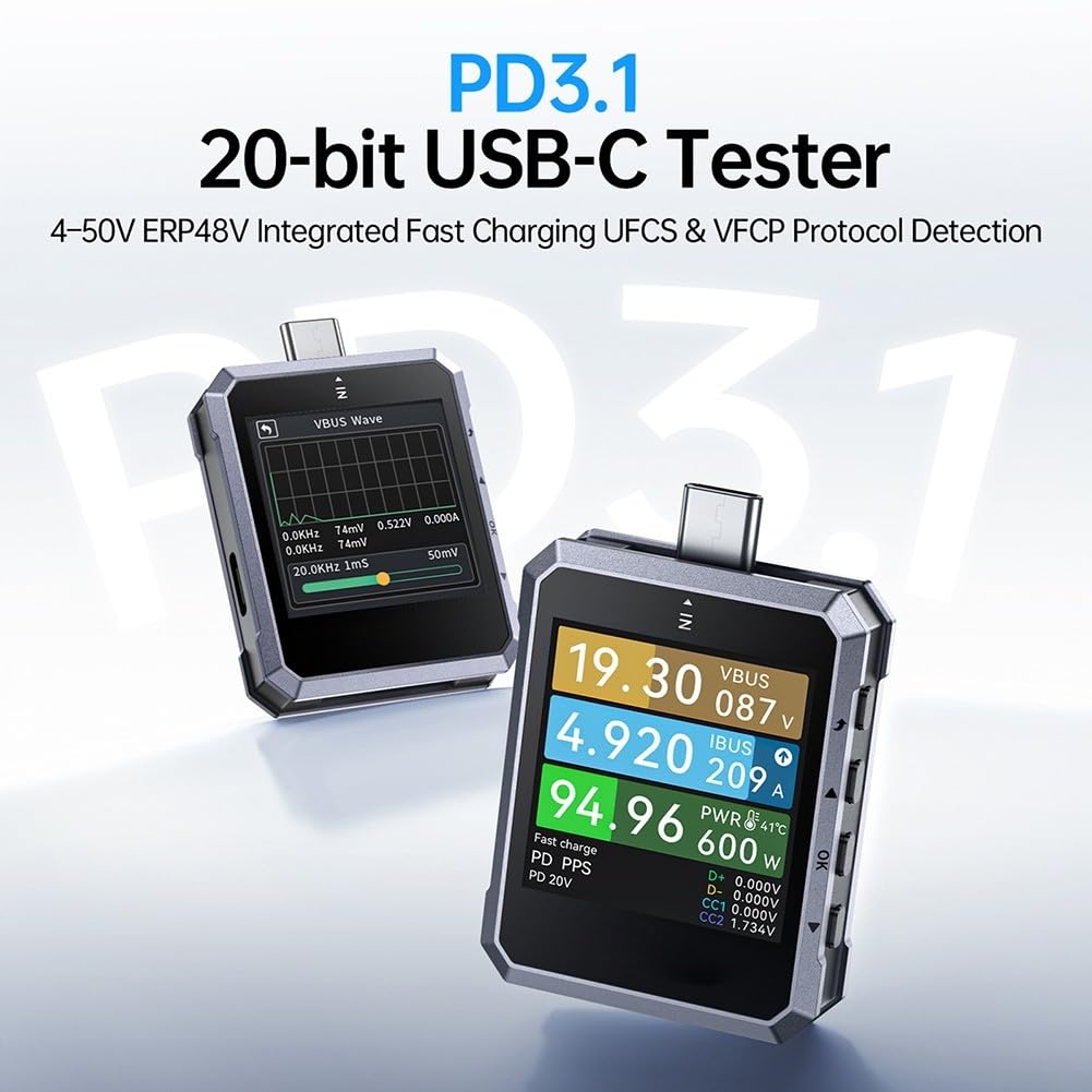 FNB-C2 USB C Tester 240 Watt Power Meter für Schnellladetester PD QC Protokoll Analyse Kabelqualität Prüfung