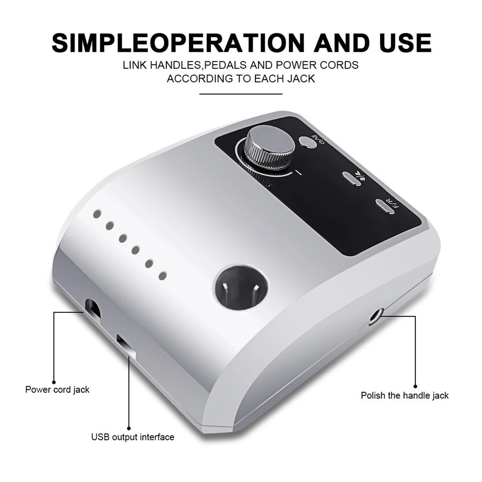 Trapano per unghie, Trapano elettrico per unghie da 45000 giri/min per display HD con lima elettrica per(White)