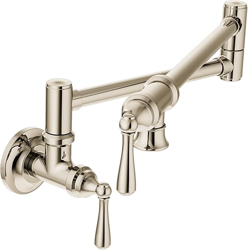Moen S664NL - Grifo de cocina plegable con brazo oscilante para montaje en pared, níquel pulido