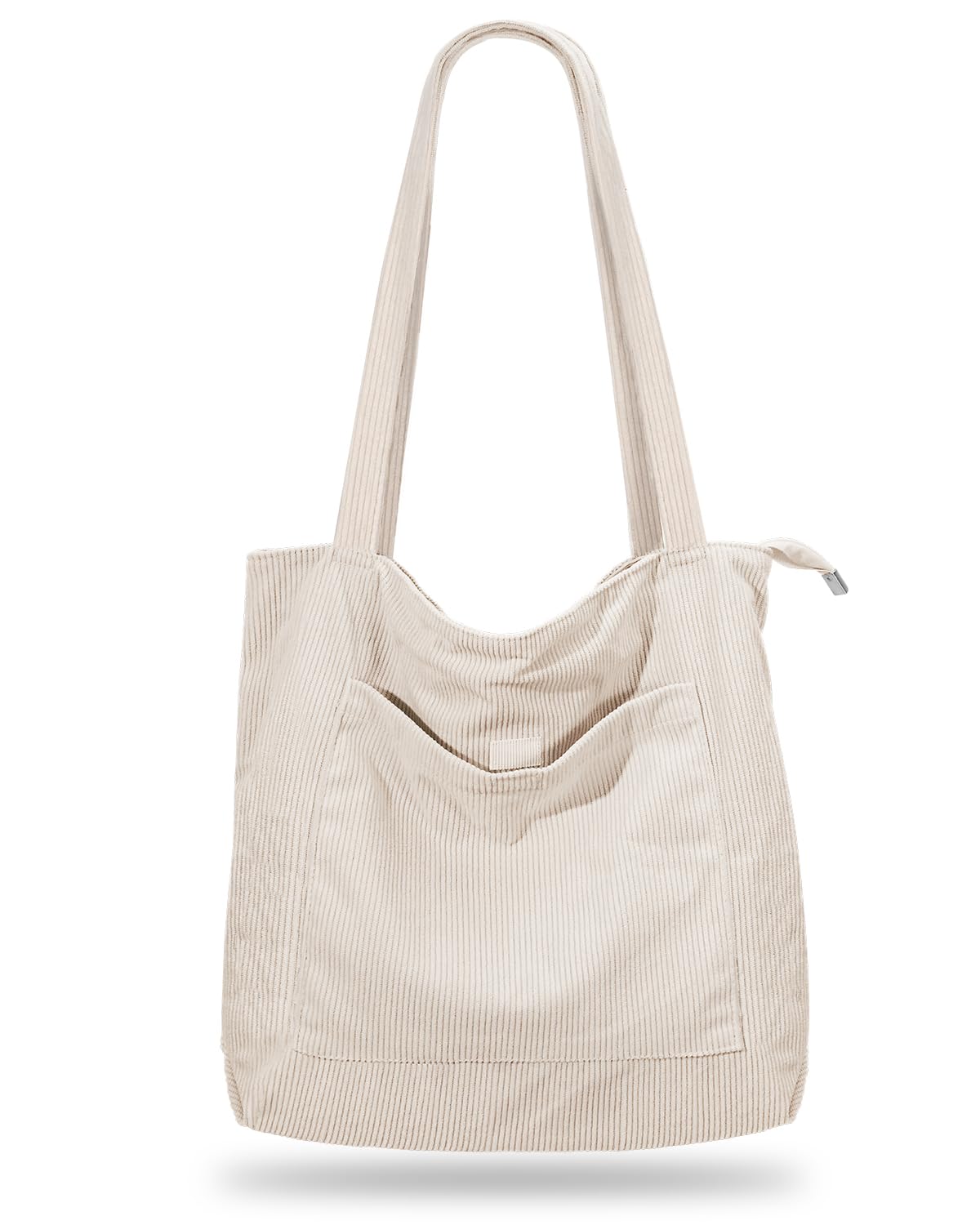IioscreCorduroy Tote Bag for Women,Hobo HandBags with Zipper,Large Capacity Casual Shoulder Handbags with Inner Pockets