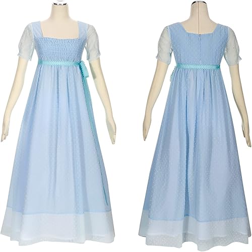 Miniatura 4 de Weixu Hamilton Elizabeth Schuyler Disfraz de cosplay familiar a juego para mamá y niño, vestido azul de princesa