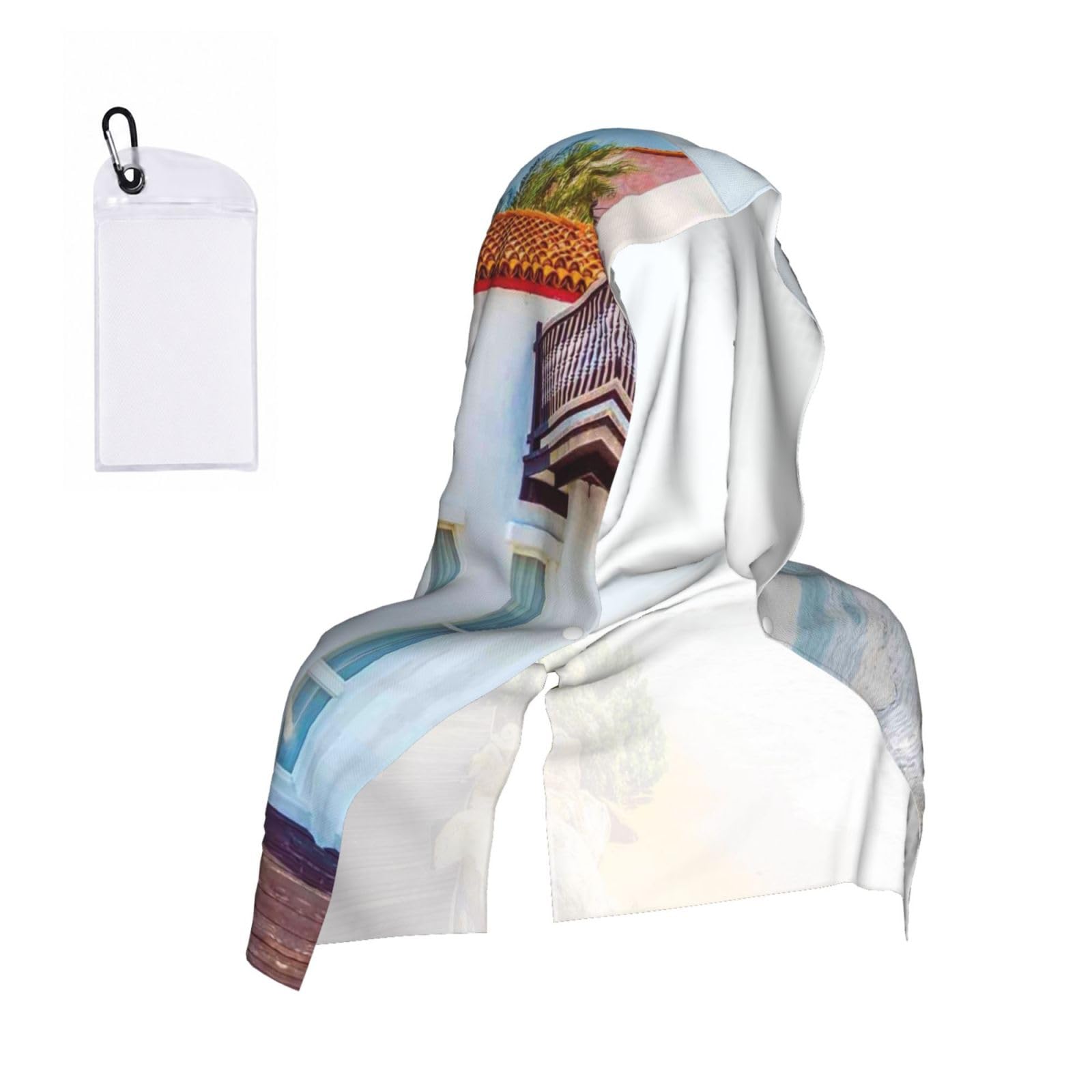 ESNAIUVCD Beach Print Multifunctional Cooling Hoodie Bandana Portable Sweat Absorbing Design For Beach Workouts Exercise Heat Relief Accessories