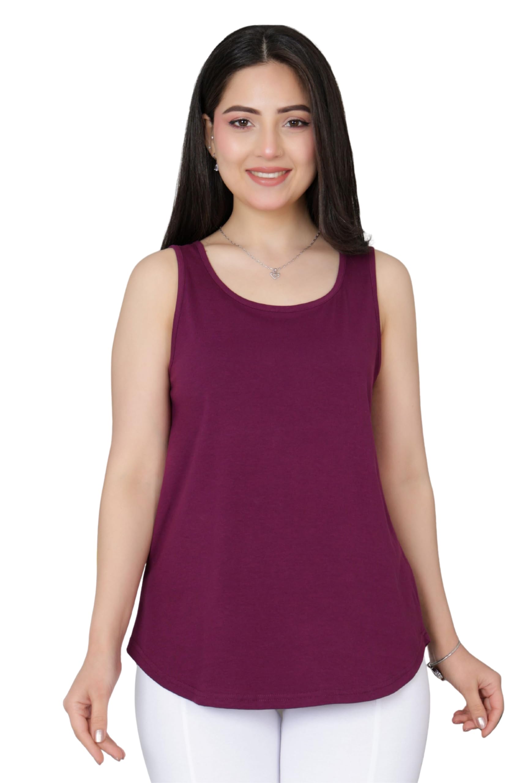 Slim Fit Cotton Sleeveless Vest Top for Women | Stretchable Racerback Tank Top with Round Neck | Breathable, Lightweight & 4-Way Stretch | Everyday Casuals-image-49