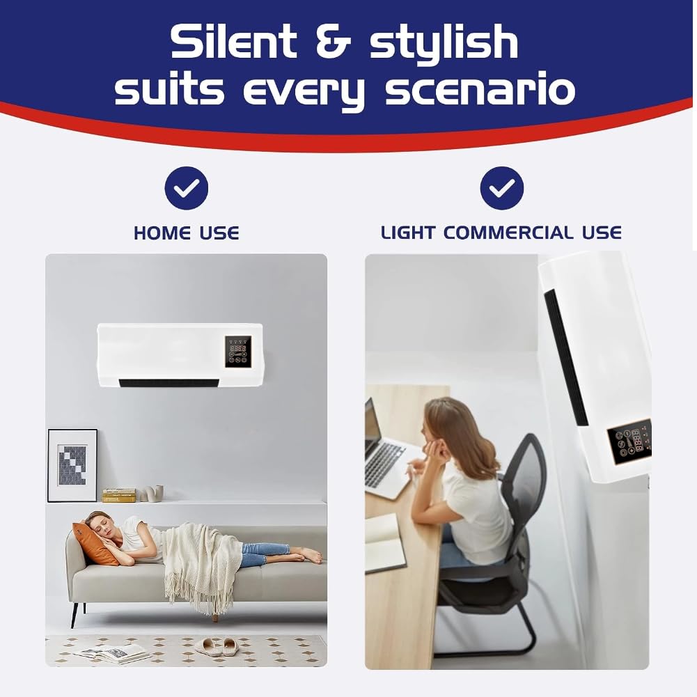 Portable Air Conditioners, Mini Cooling and Heating Air Conditioner with Remote Control, Wall Mounted Air Conditioning Hot Fan For Bedroom Office