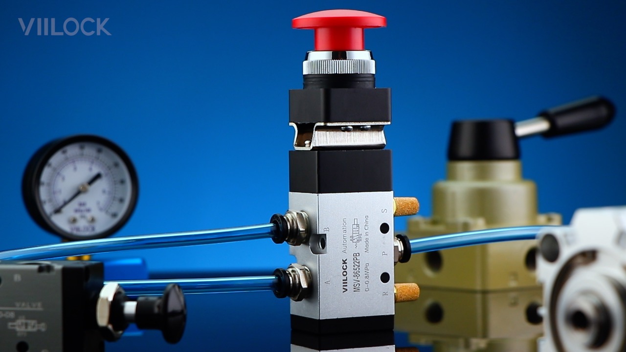 VIILOCK Pneumatic Mechanical Valve, 1/4” NPT 5 Way 2 Position