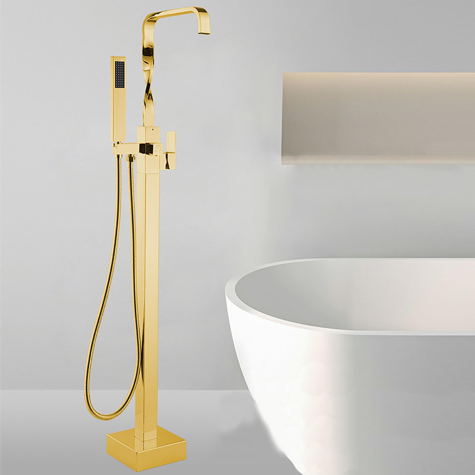 Robinet de baignoire sur pied mélangeur pivotant 360 en laiton doré durable