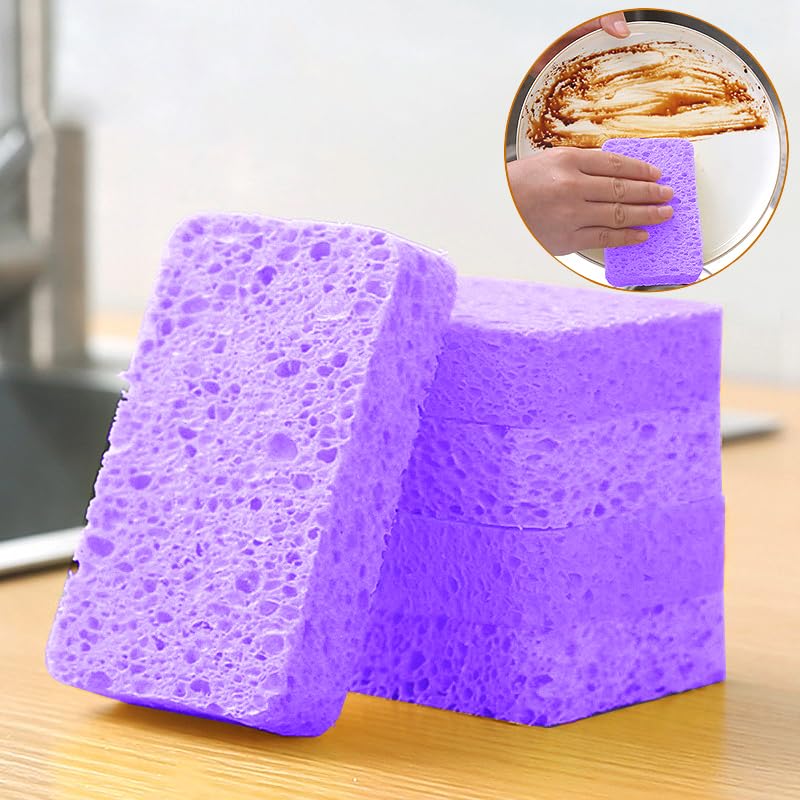 Image of 12 - Pack Non-Scratch Scrub Sponges - Sponges for Dishes and Washing Dishes, Cleaning Sponges for Kitchen Home Bathroom Cars, Funny Cut-Outs DIY for Kids (Purple