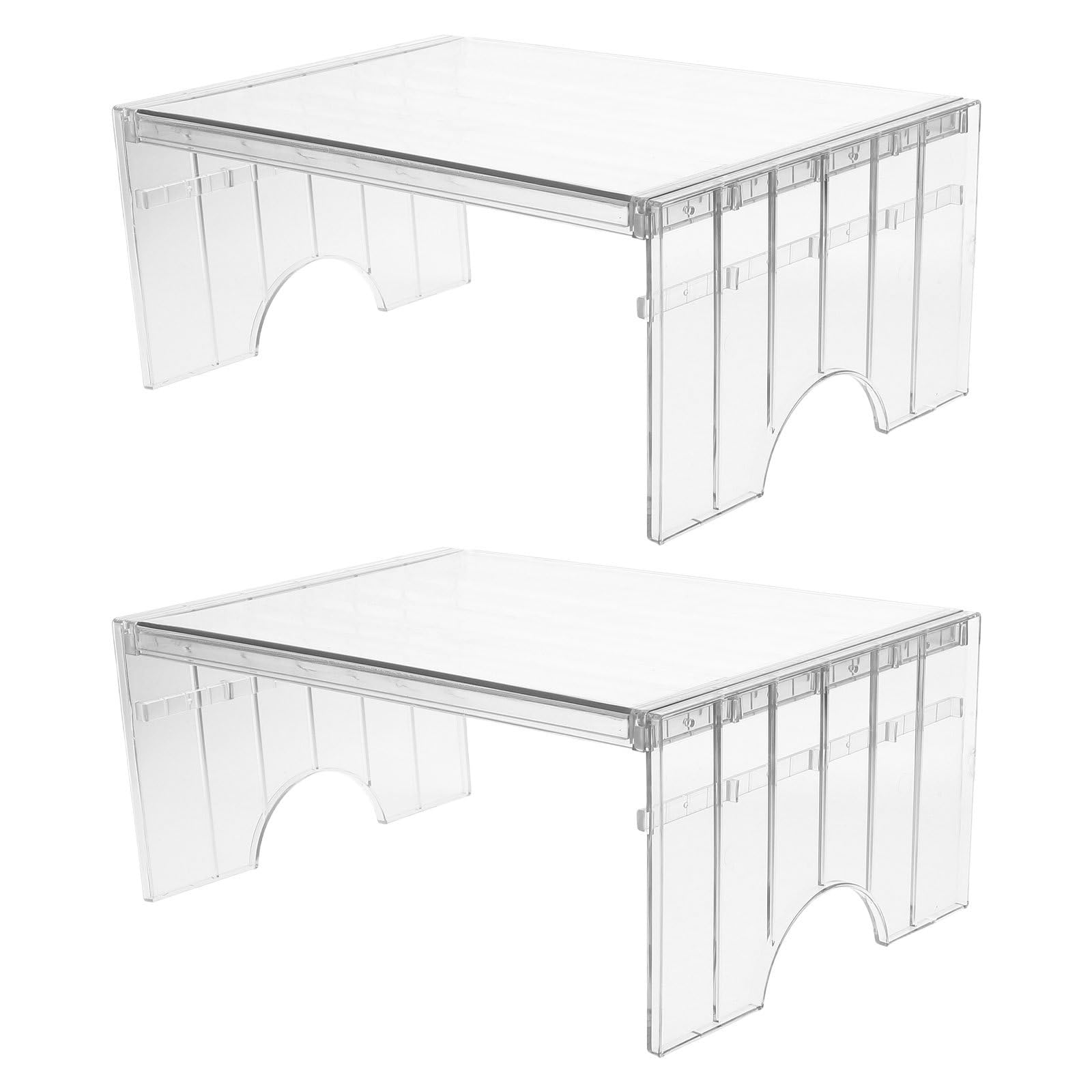 COLLBATH 2 estantes de Almacenamiento Transparentes para congelador y refrigerador - Estante de Almacenamiento de Cocina expandible para armarios y despensas - Organizador de gabinetes apilable