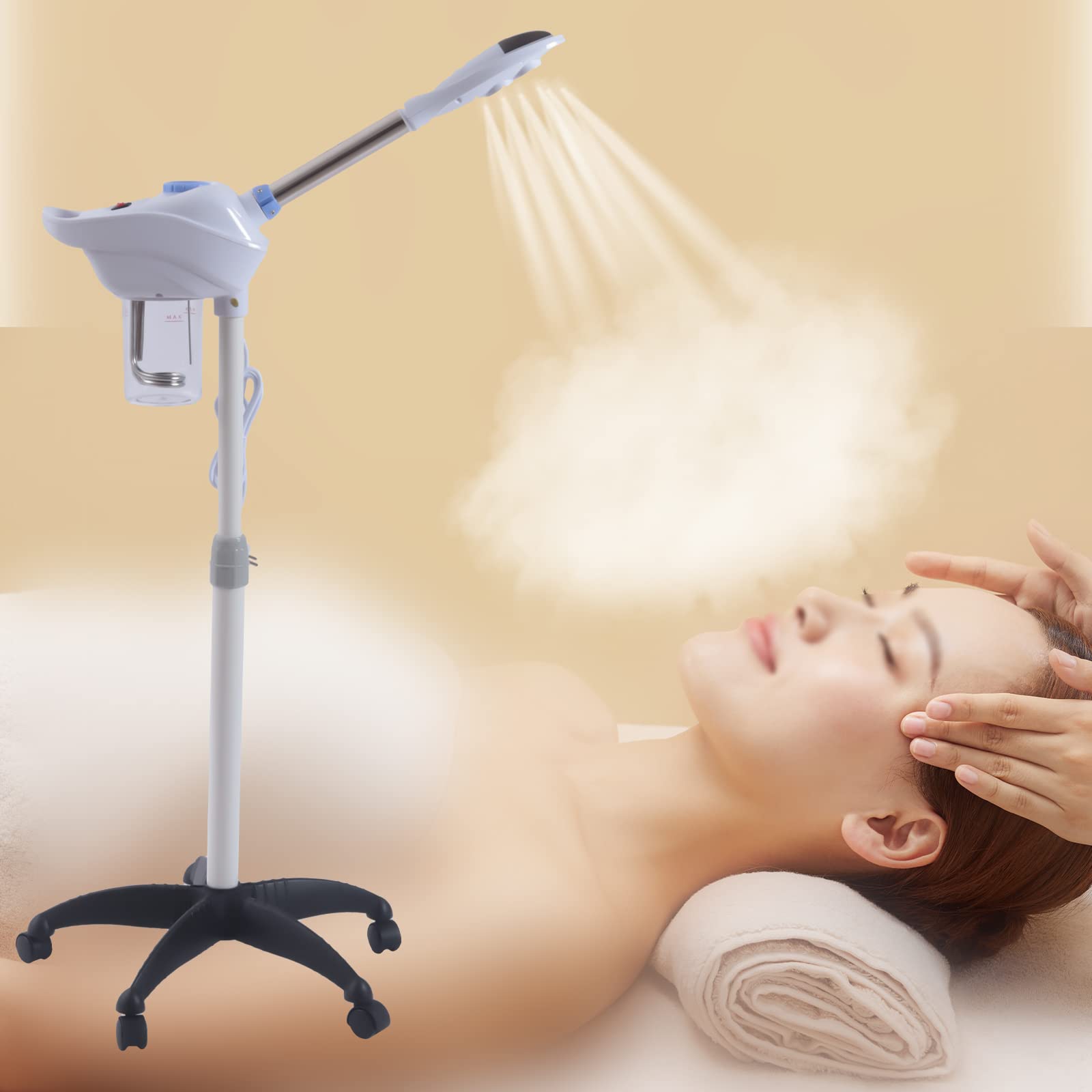 Ozon Ionic Facial Steamer Mobile Vapozon Bedampfer DampfgeräT Spa Salon Gesichtssauna Verdampfer Kosmetikstudio Maschine Ozone Gesichtsdampfer SpritzgeräT Drehbare Peeling GeräT HeißSpray Vaporizer
