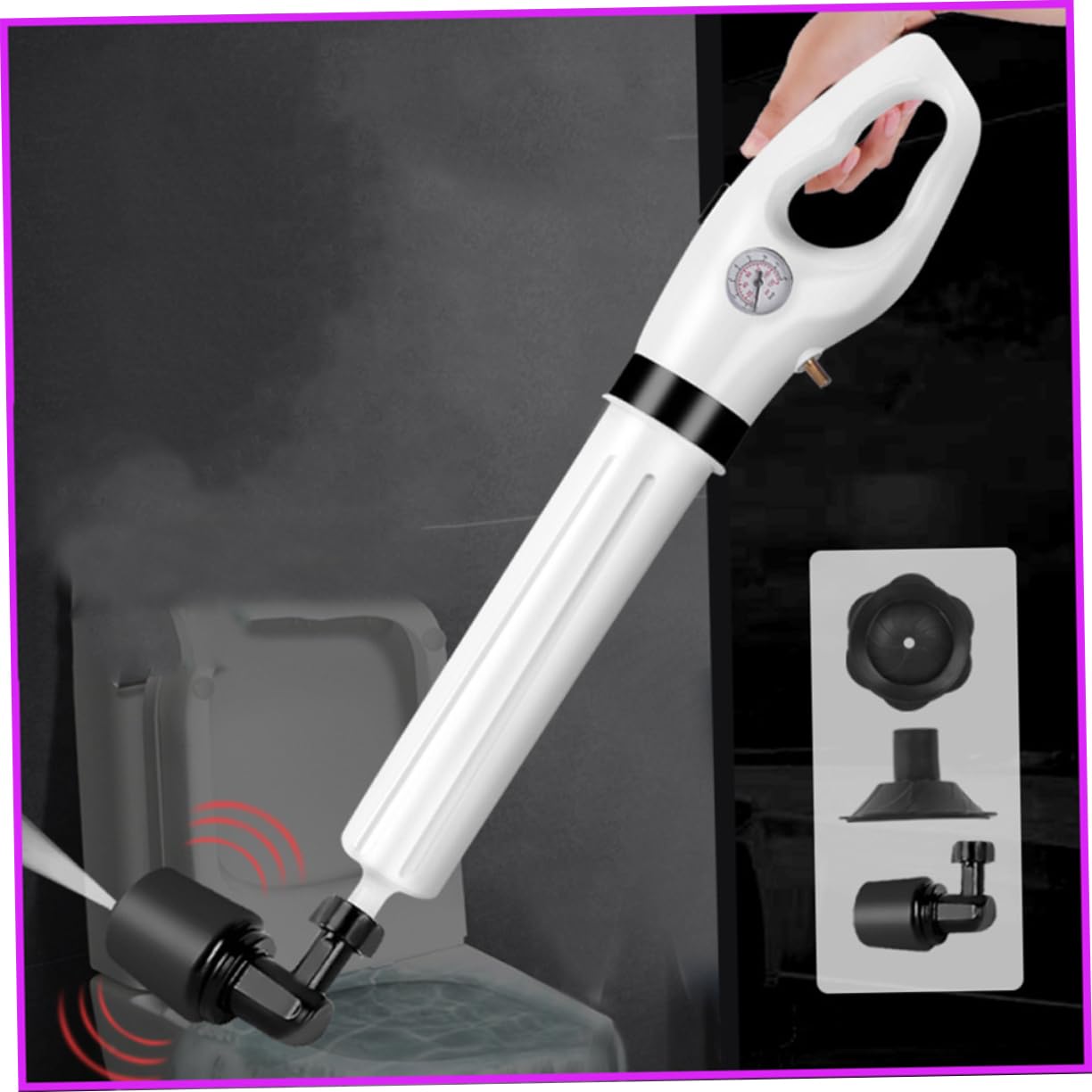 Desatascador de Desagüe Blanco Mango Ergonómico de Plástico para Eliminar Obstrucción de Inodoro y Limpiar Tuberías en Hogares y Baños