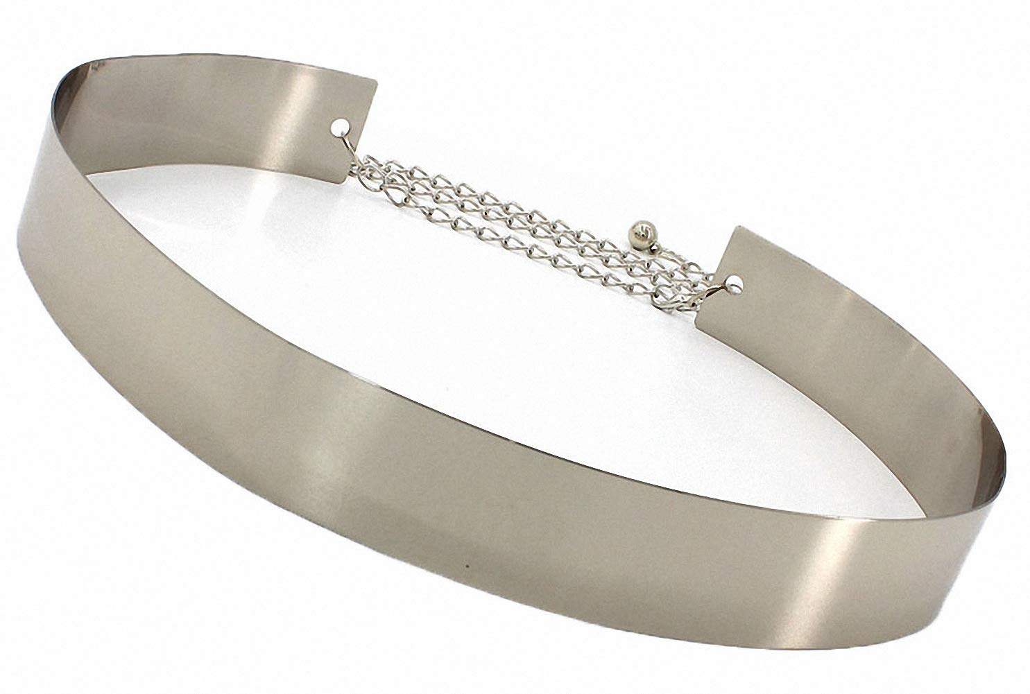 Ulalaza Women's Wp191-4 Full Metal Sleek Mirror Plate Waistband Belt Chain Dress Decorated Skinny Golden Silver Belt