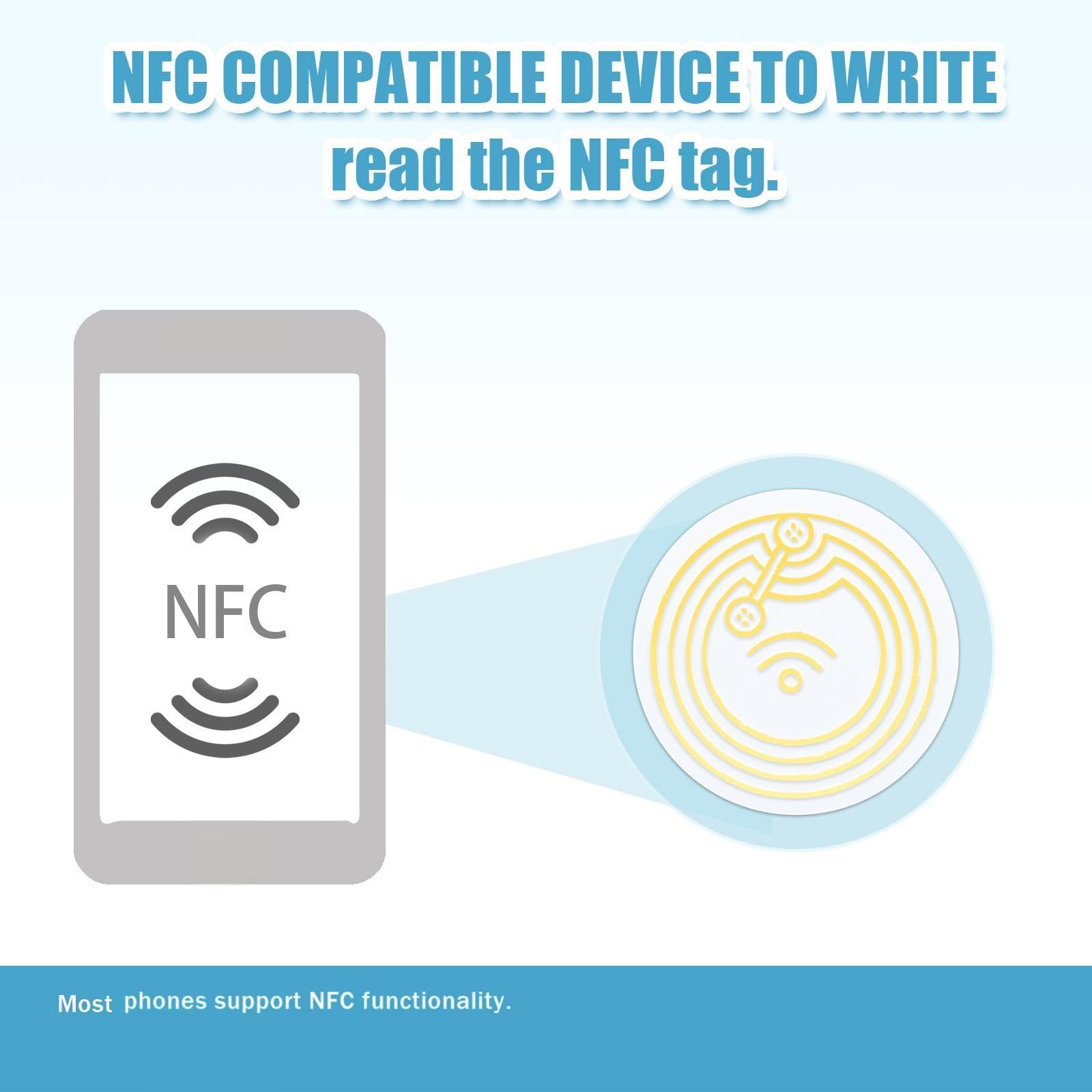 Hicarer 500 etichette NFC NTAG215 NFC 215 etichette adesive vuote con retro adesivo compatibili con telefoni cellulari e dispositivi abilitati Tagmo