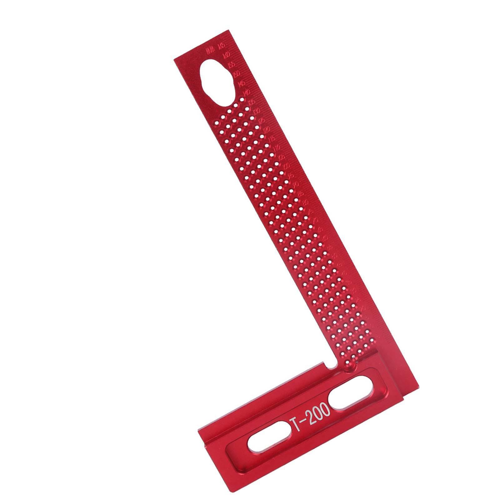 KIMISS Regla de Orificio de Aleación de Aluminio Resistente Al Desgaste, Herramienta de Medición de Trazado de Carpintería, Regla Escuadra Tipo T de 12 Pulgadas, Ideal para