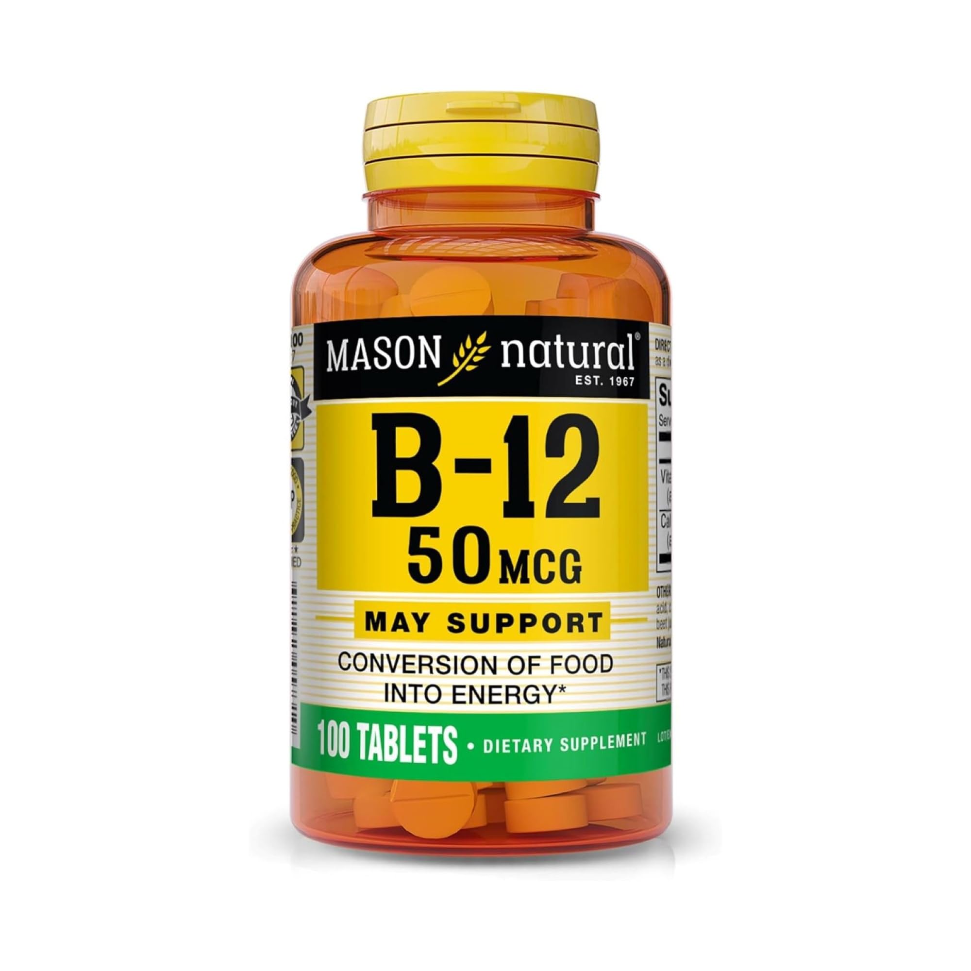 MASON NATURAL Vitamin B12 50 mcg with Calcium, 100 Day Supply