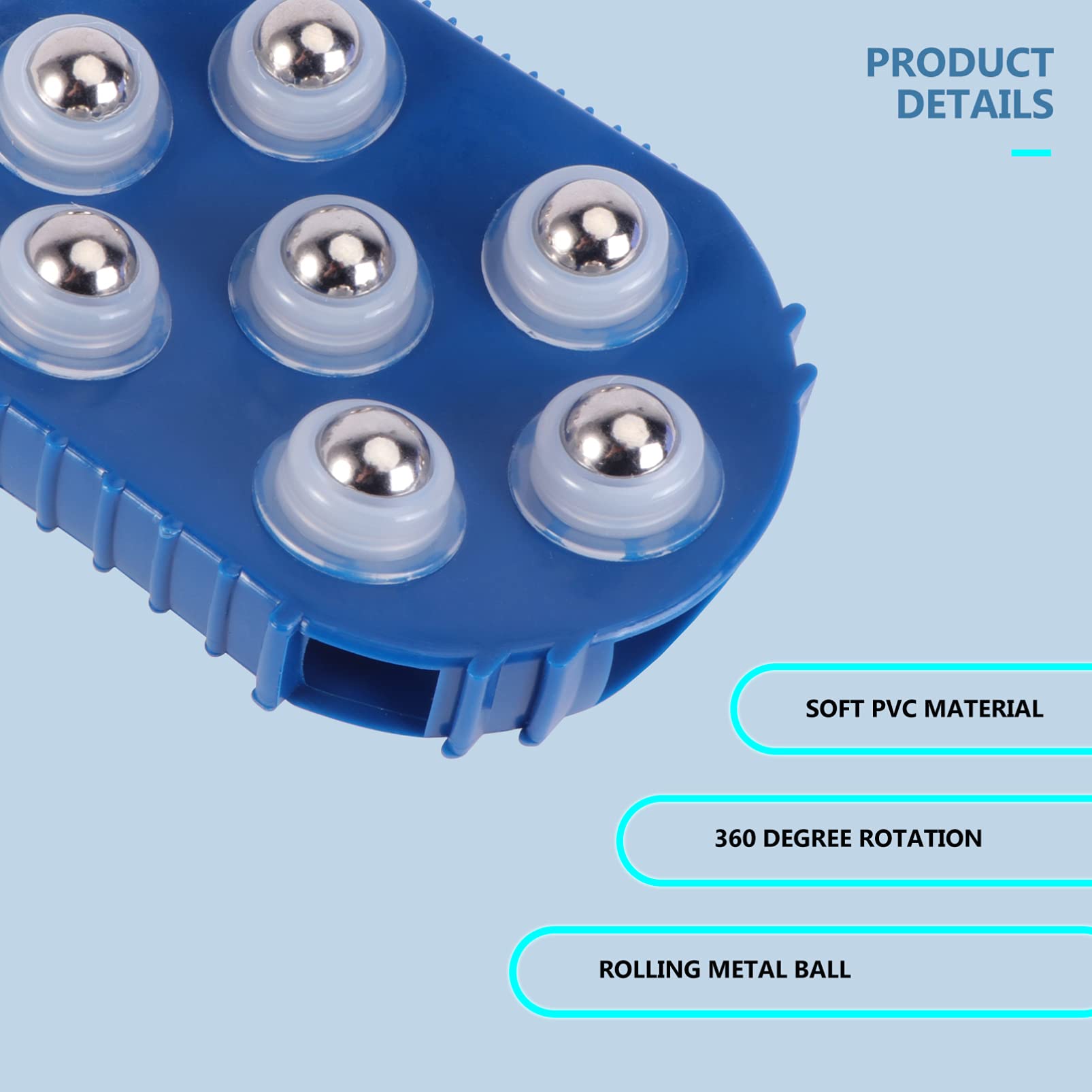 HEALLILY 1pc Metal Ball Palm Massage Cover Palm Massage Relaxation Brush 7 Ball Massage Gloves for Body Massage Mobility Recovery (Blue) - Image 4