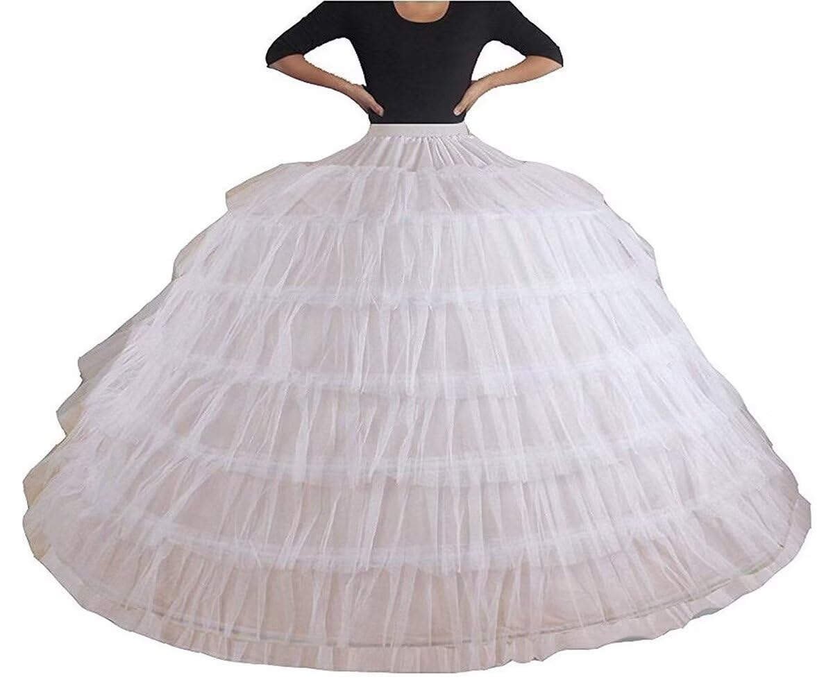 YXFDKZIB Tulle Petticoat Skirt for Women Under Dress 7 Hoops White Crinoline Slips Long Ball Gown Underskirt for Quinceanera Dress Bridal Wedding Dress, White, 00