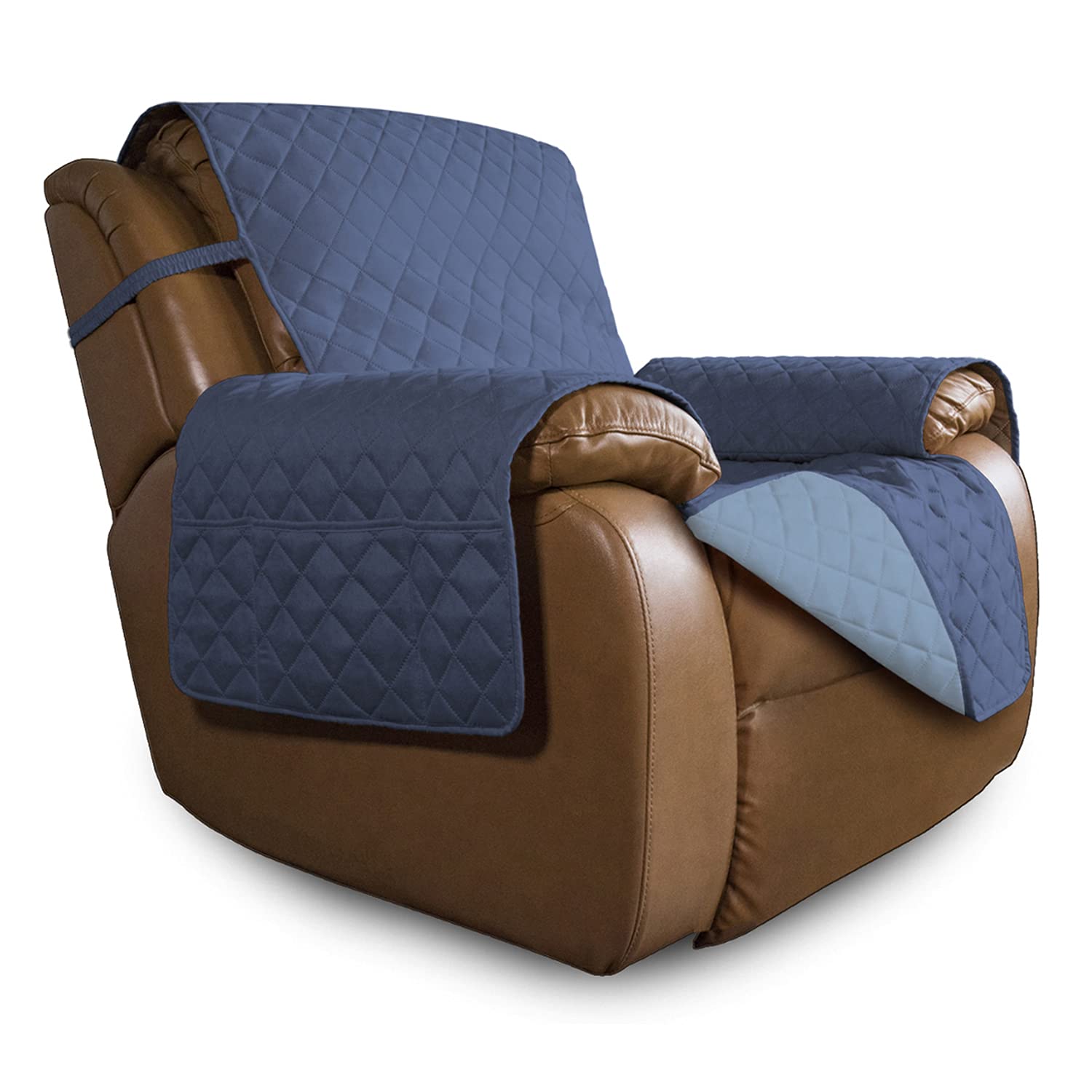 Easy-Going Reversible Couch Cover, Oversized Recliner, Dark Blue/Light Blue