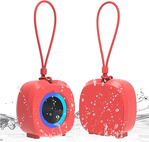 Altavoz, pequeño altavoz de ducha portátil Bluetooth inalámbrico IPX5 impermeable, sonido estéreo fuerte, graves profundos, emparejamiento dual,