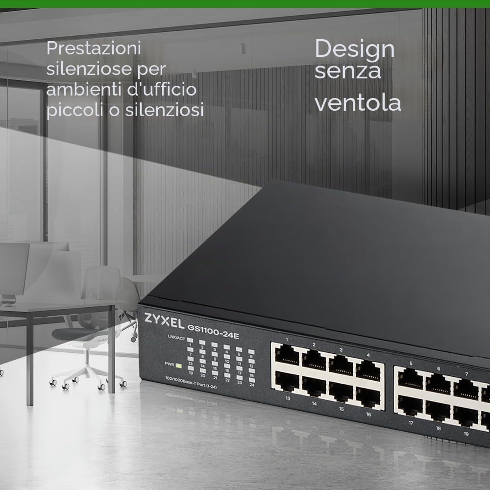 ZyXEL GS1100-24E Switch di Rete Non gestito Gigabit Ethernet (10/100/1000) Nero Switch - Switch di Rete (Non gestito, Gigabit Ethernet (10/100/1000))