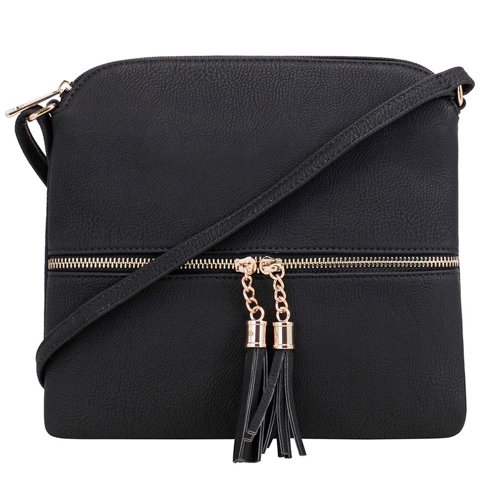 SG SUGULightweight Medium Crossbody Bag with Tassel and Zipper Pocket