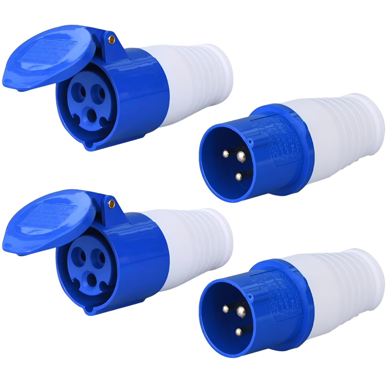 4 PCS 16 Amp Plug and Socket Set, Trailing Electrical Connectors 240V, 3-Core 16A Plug and Connector Combination for Versatile Power Distribution, Durable Construction for Reliable Performance