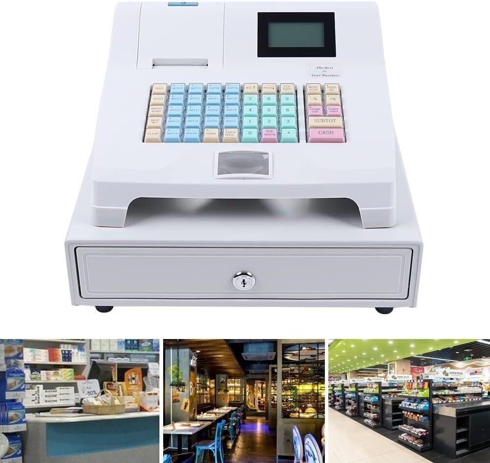 Bandeja de efectivo extraíble electrónica, pantalla LED de 48 teclas, caja registradora multifunción para pequeñas empresas, minoristas, restaurantes