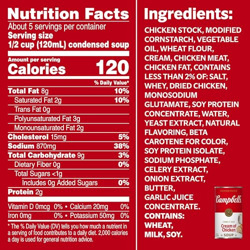 Image of Campbell's Condensed Cream of Chicken Soup, Family Size 22.6 oz. Can (Pack of 4)