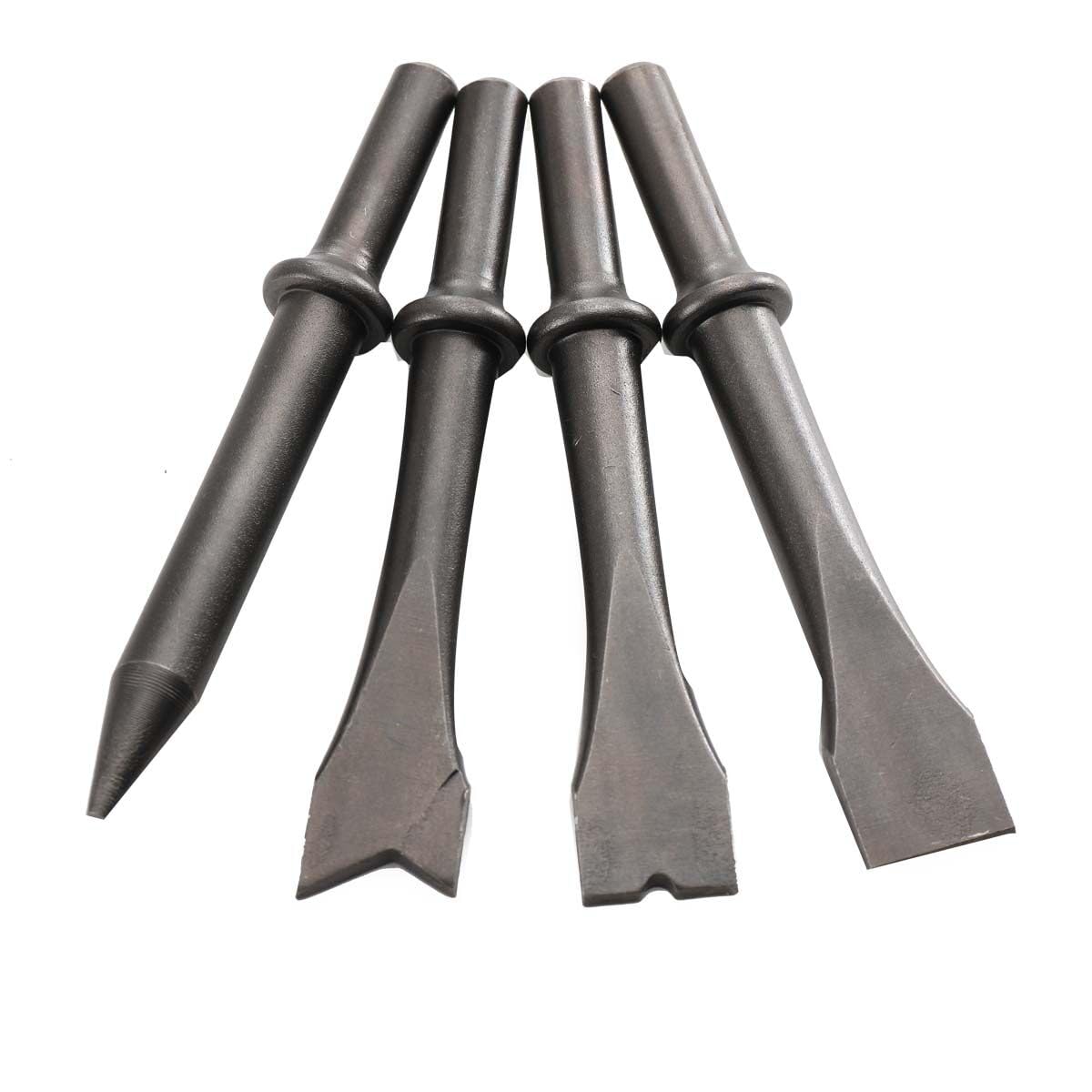 Druckluft-Meißelhammer -Set Druckluftmeißel Satz mit 4-tlg Meißeleinsätze und Nadelentroster für Stein + Metall, Rostentferner Set Schlaghammer Drucklufthammer Werkstatt Werkzeuge