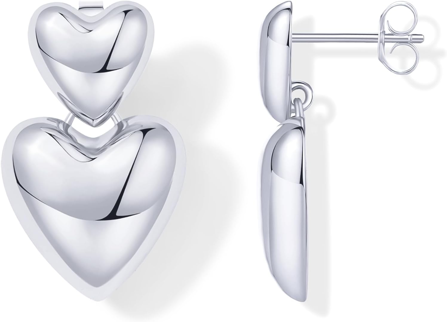 PAVOI 14K Gold Plated 925 Sterling Silver Posts Chunky Heart Statement Earrings for Women | Love Friendship Puffy Heart Teardrop Dangle & Stud Earrings - Valentines Day Trendy Jewelry