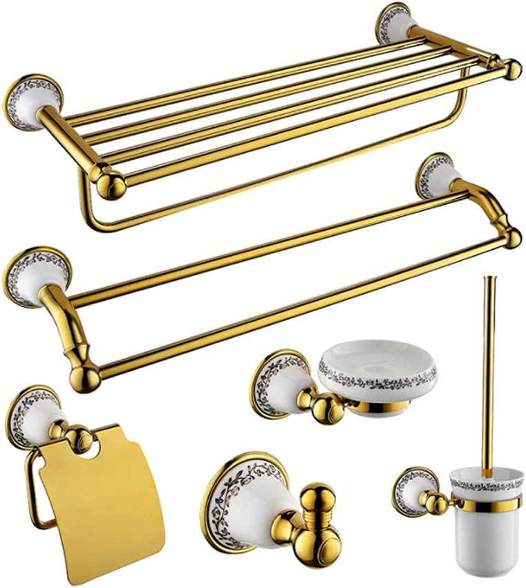 Copper Bathroom Accessories, Hotel Bathroom Set, Double-Layer Shelf, Towel, Cup Holder