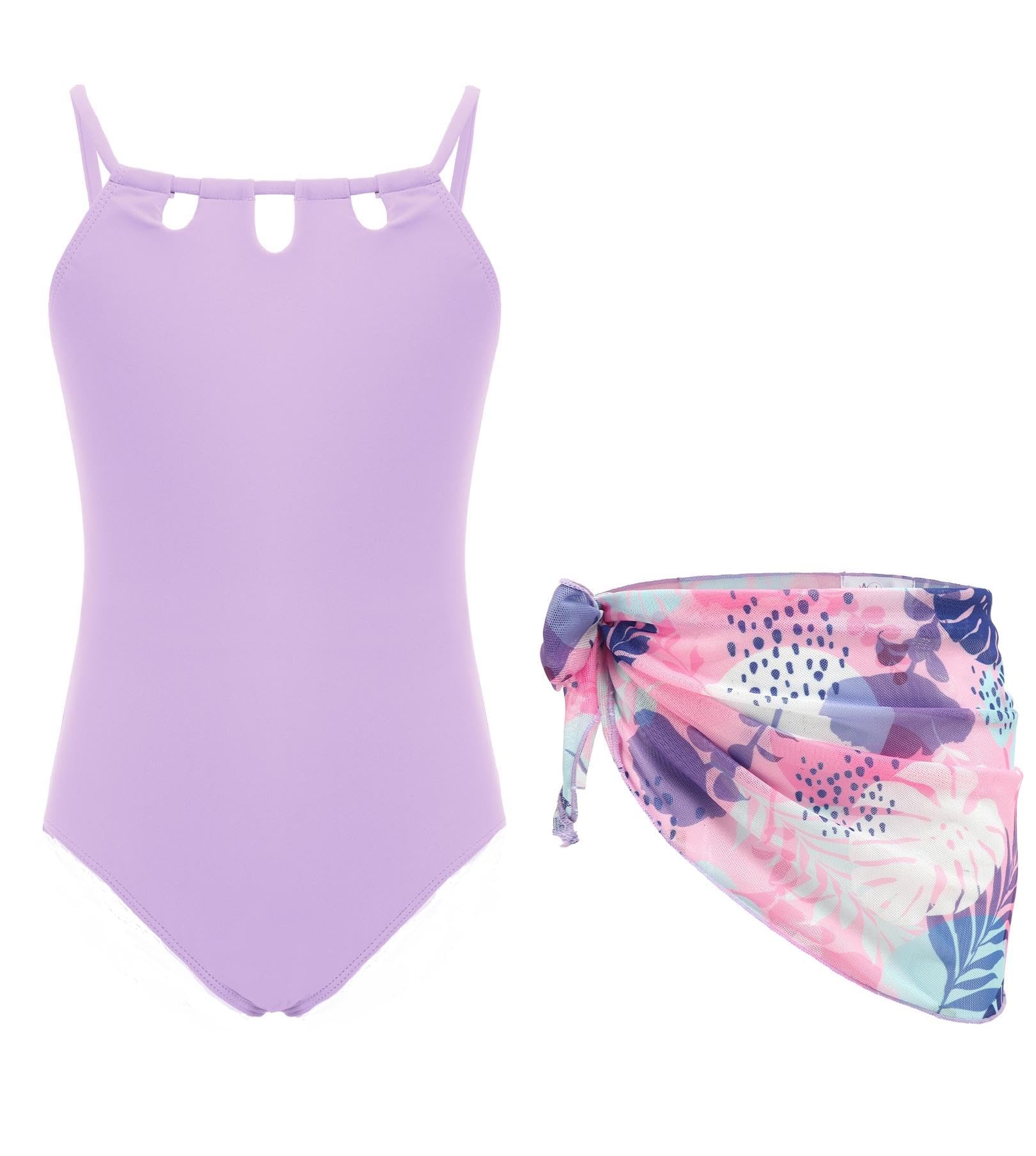 Arshiner Mädchen Badeanzug mit Rock Set Blumendruck Bademode Sommer Swimsuit Kinder Schwimmanzug für Mädchen 7-15 Jahre