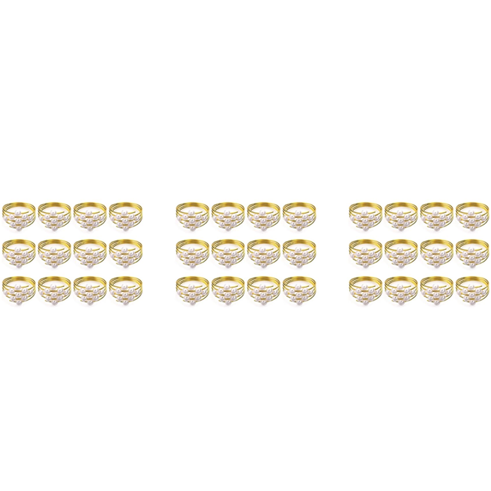 Hndhbfgrt Set of 36 Gold Napkin Rings Weddings Favors Napkin Rings for Dinner Table Pearl Napkin Buckles Rings