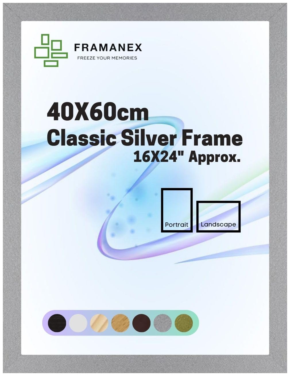 Framanex Silver Modern Dome Shape Frames | Colour 40X60 Cm Picture Photo Poster Frames | 60X40 Cm Rectangle Picture Frame | Beautify Your Walls With Sd Mold Wood Finish Photo Frame