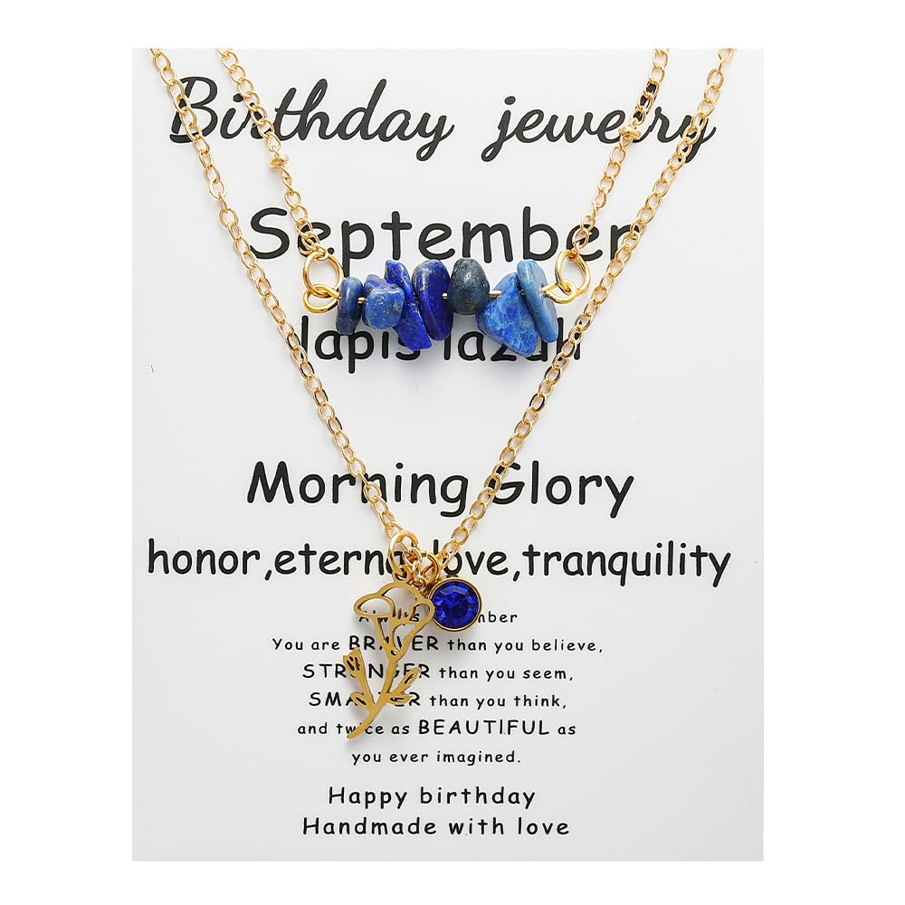 ChungLong0593Gold Plated Birthstone Flower Pendant Necklaces Dainty Chain Necklace 12 Birth Month Crystal Necklace for Women Best Present for Birthday
