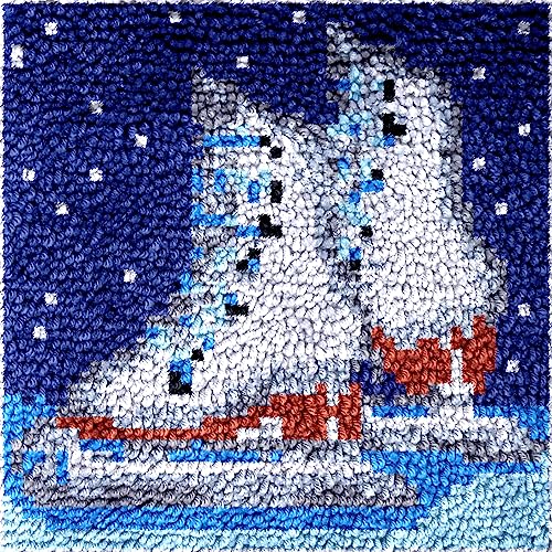Image of Numptain Latch Hook Kits for Adults,DIY Rug Crafts Skates Pattern Color Printed Canvas,Latch Hook Kits for Beginners Handmade Needlework Crafts Home Decoration,12 inchx12 inch