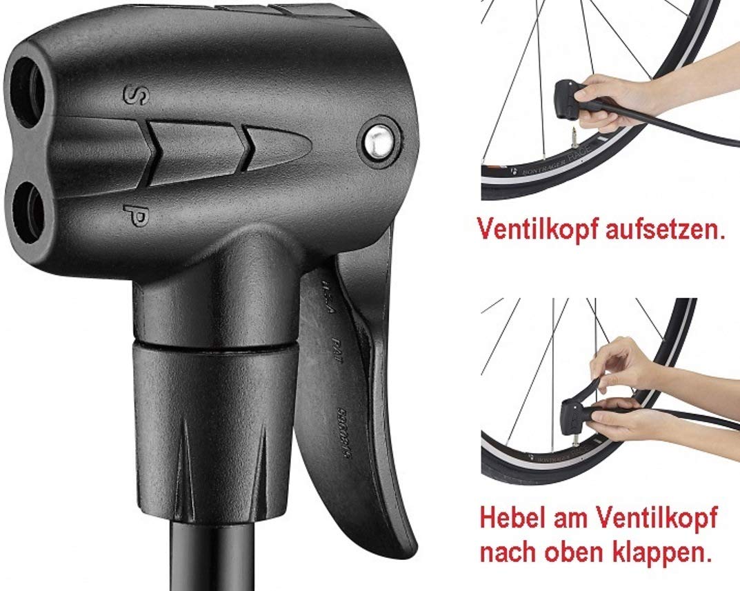 P4B | Pompa powietrza z manometrem, pompka rowerowa do wszystkich zaworów – wentyl Dunlop, wentyl francuski, wentyl samochodowy | pompka stojąca 11 bar/160 psi
