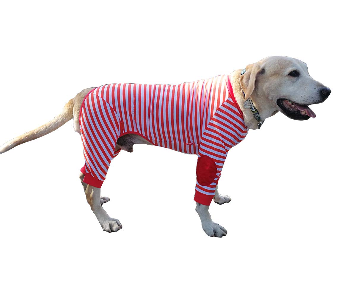 BT Bear Large Dog Clothes, Protect Joints Anti-hair Four-legged Classic Striped Zipper Pet Pajamas Dog Jumpsuit For Medium Dogs Large Dogs Labrador Golden Retriever Samoyed (Orange) โ image 1