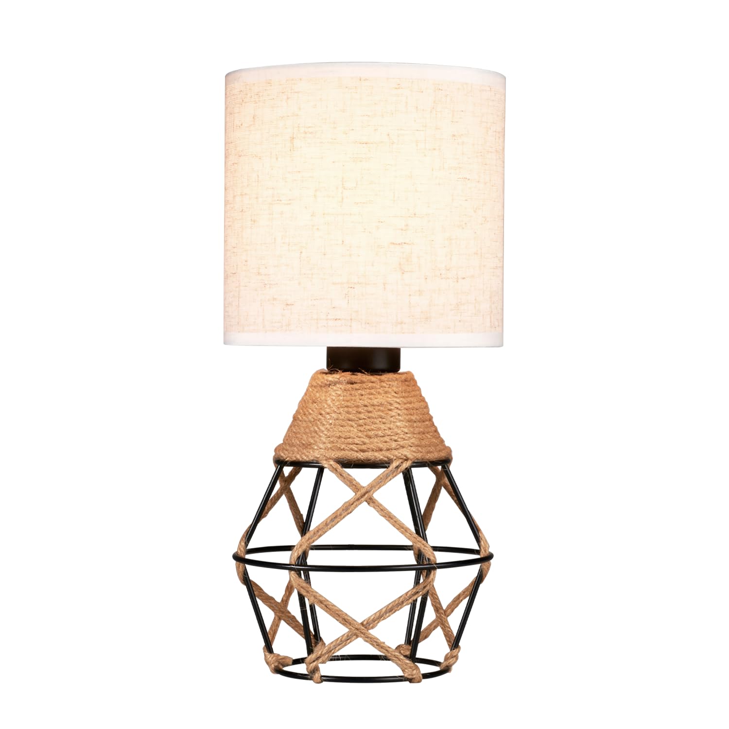 Hamilyeah Boho Table Lamps, Woven Table Lamp for Nightstand with On/Off Switch, Farmhouse Beside Lamp for Bedroom, Industrial Table Lamp for Living