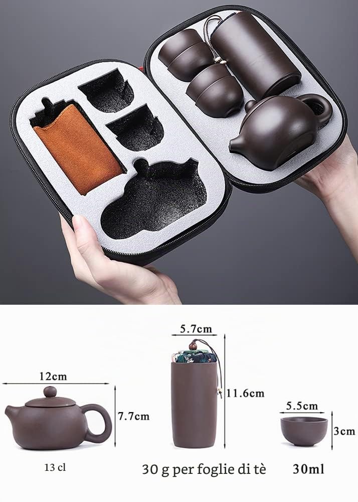 Set da tè 7 pezzi Cinese Servizio da tè in ceramica Piccolo con teiera da 130ml e 4 tazze da tè da 30ml Set da tè portatile da viaggio come regalo